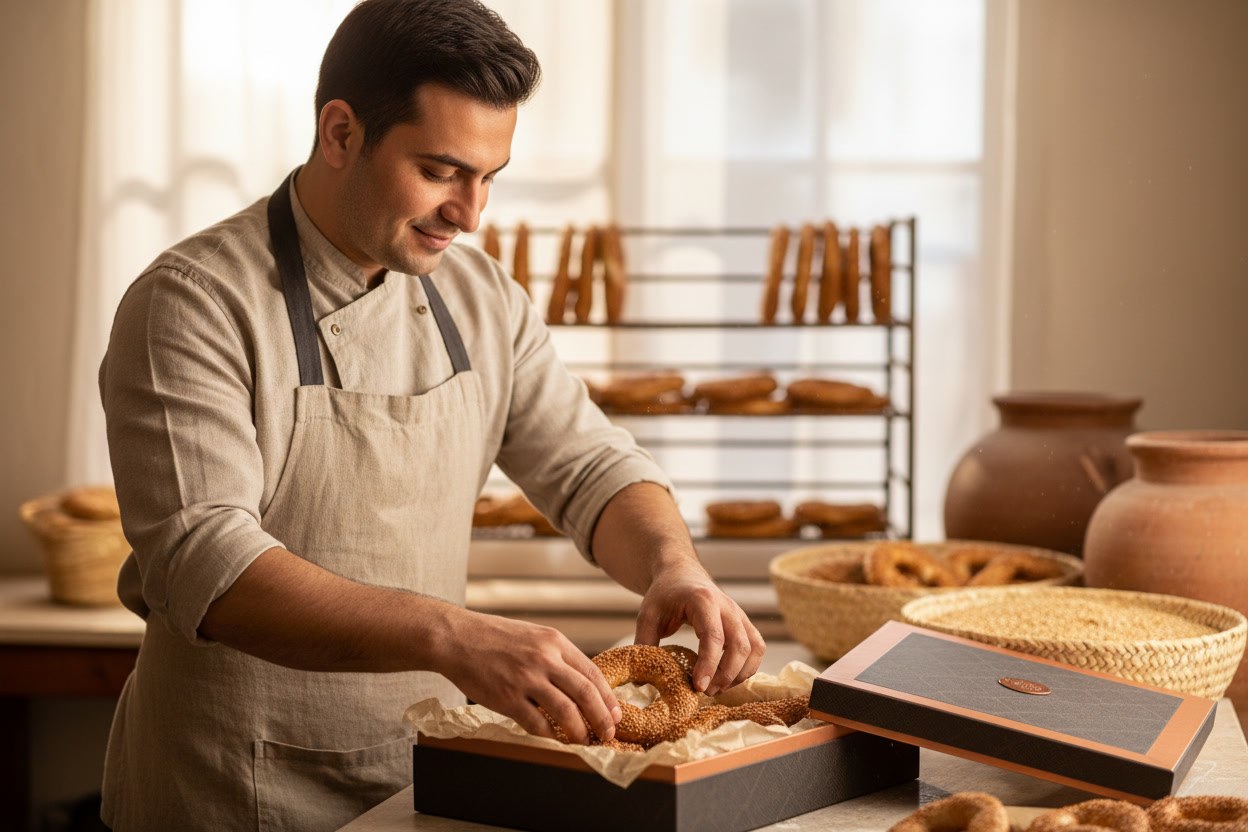 Bora Çetin, fırıncı usta, simit hamuru yoğururken